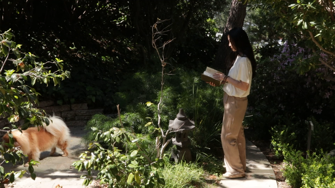 Artist in her garden - slow art practice - Mimi Chao Los Angeles Artist 