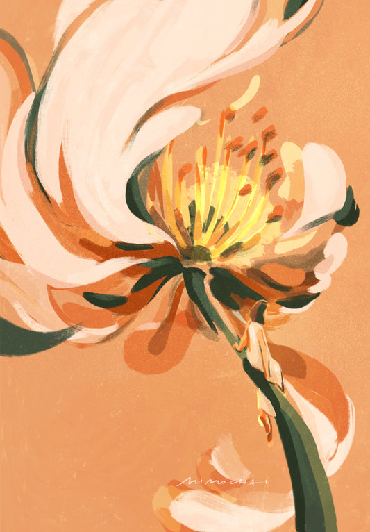 Mimochai Flower Girl Illustration Calming Art
