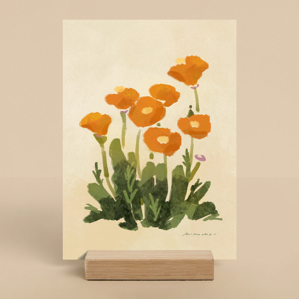 Small art print of orange poppies - uplifting floral watercolor decor  - Mimochai 
