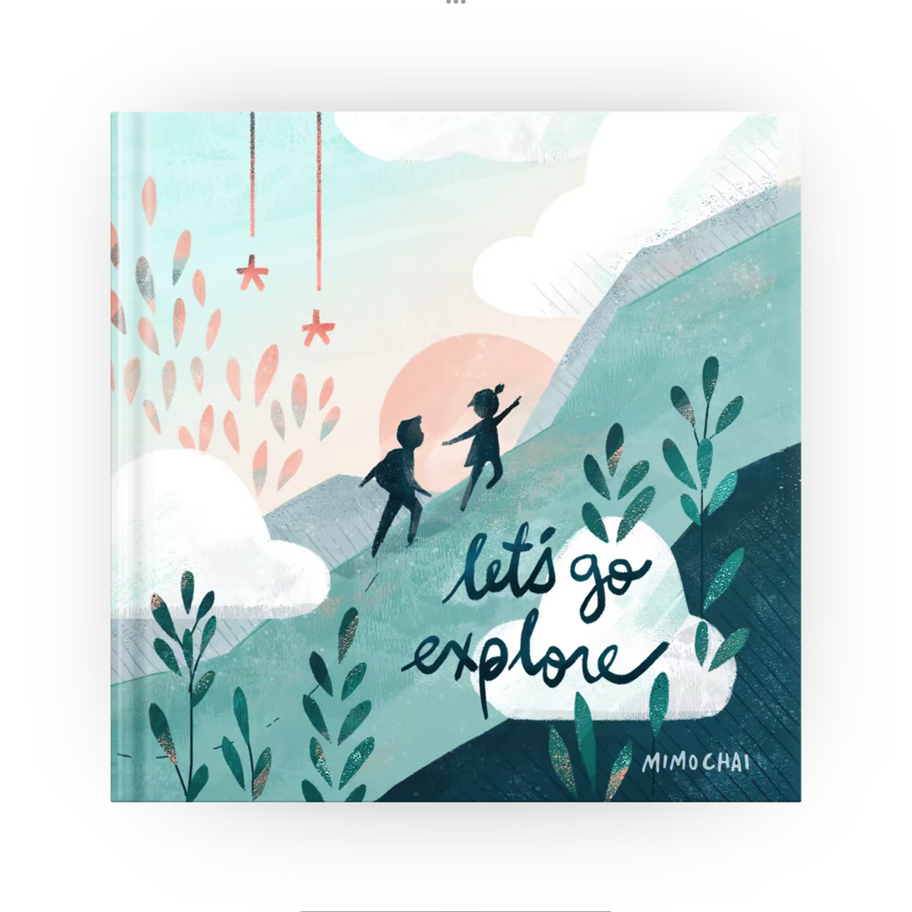 Cover of Let's Go Explore picture book -  gentle calming story about discovering nature -  Mimochai 