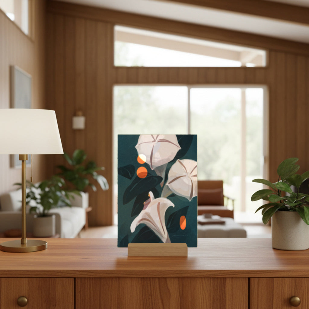 Decorative plant on a wooden surface in a living room setting