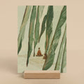 Mini print of a person meditating in nature in a wood stand - calming office decor  - Mimochai 
