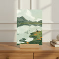 Small art print of a mountain lake standing in a wood stand - nature adventure home decor -  Mimochai 