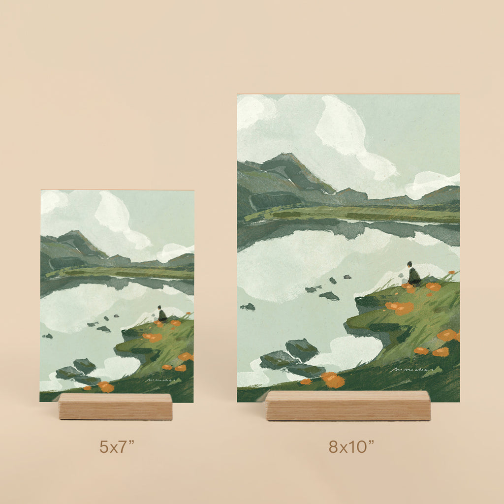 5x7" and 8x10" art prints of mountain landscape  - peaceful artwork for office -  Mimochai
