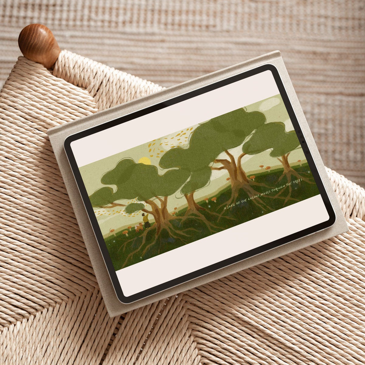 Treasure Everywhere ebook interior spread with tree illustration - aesthetic picture book about nature - Mimochai