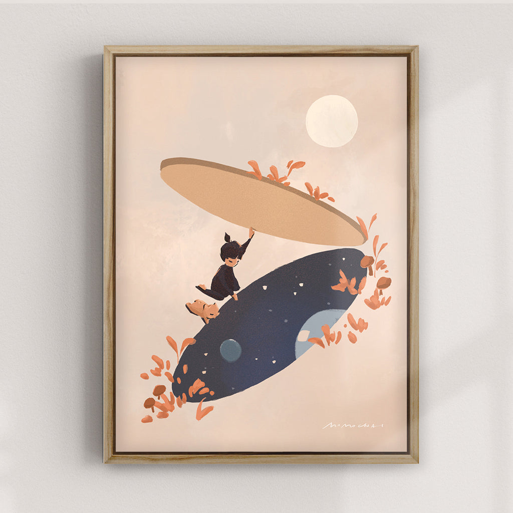 Canvas art of a girl opening a portal to another universe - contemplative art prints - Mimochai
