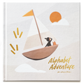 A cover image of the 'Alphabet Adventure' picture book with a girl in a sailboat - Unique Alphabet Book for kids - Mimochai