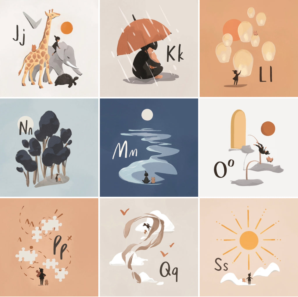 Alphabet Adventure illustrated letters - pretty Alphabet Book adults - Mimochai