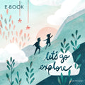 Cover of 'Let's Go Explore' eBook featuring illustrations of two people climbing a mountain - Cute ebook about nature - Mimochai 